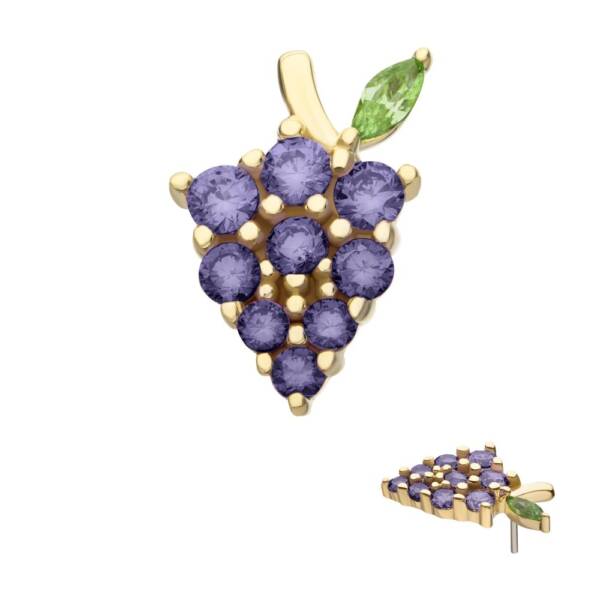 14Kt Yellow Gold Threadless Grape Cluster Top - Image 4