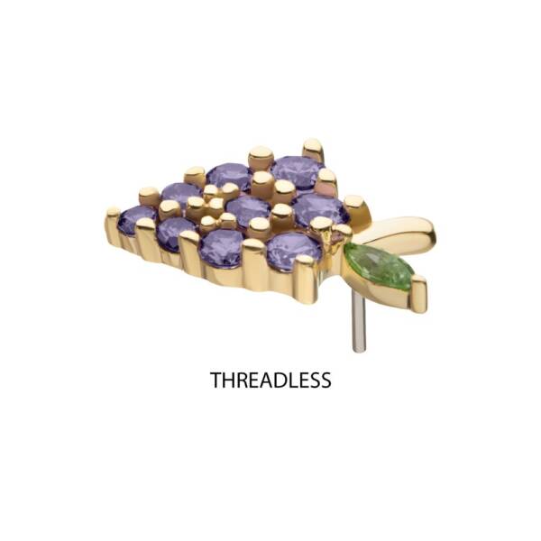 14Kt Yellow Gold Threadless Grape Cluster Top - Image 2