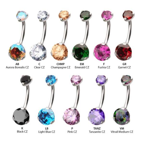 Swarovski Crystal Belly Ring More Colors! Titanium Navel Ring - Image 2