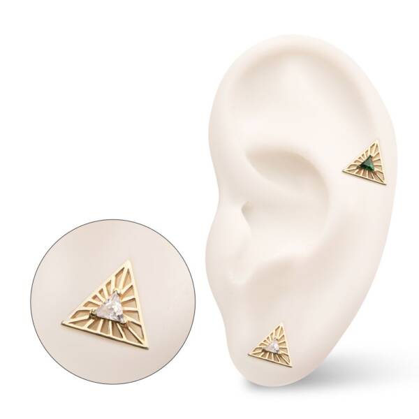 14Kt SOLID GOLD EMERALD or CZ Earrings MIX/MATCH - Image 2